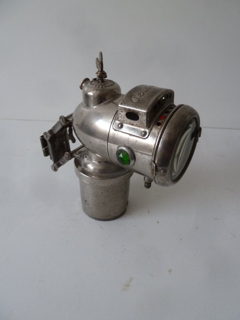 antieke fiets PEUGEOT carbid lamp fietslamp oldtimer, Antiek en Kunst, Antiek | Lampen, Verzenden