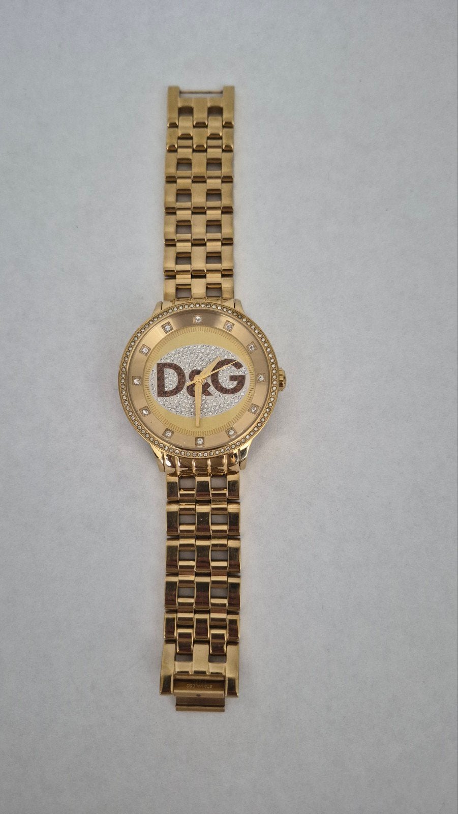 Dolce & Gabbana D&G Horloge met Strass - Goudkleurig, Staal, Staal, Polshorloge, Ophalen of Verzenden