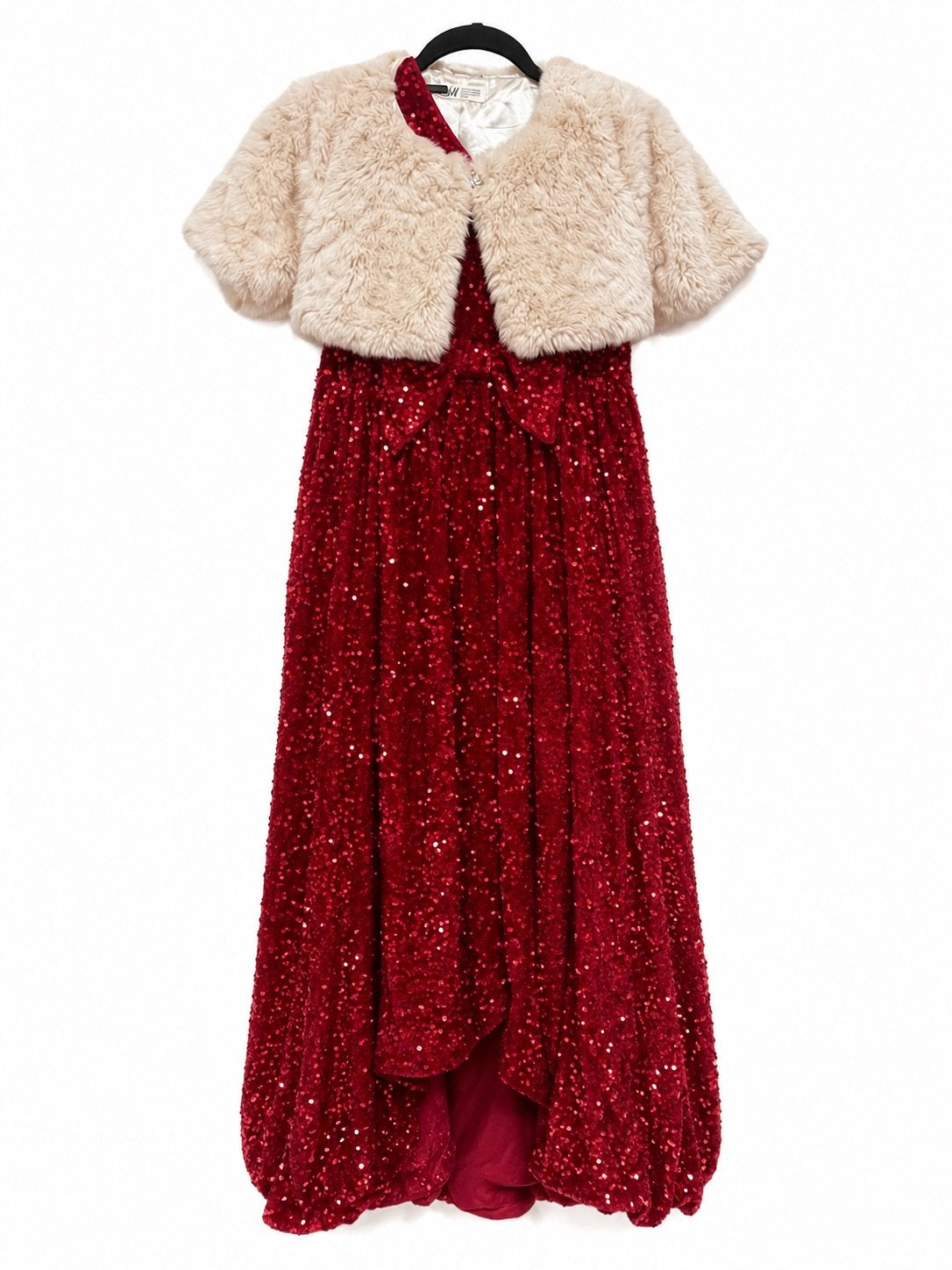 H&M Galajurk met pailletten en bontponcho (maat 134/140), Ophalen of Verzenden, Gebruikt, Meisje, Jurk of Rok