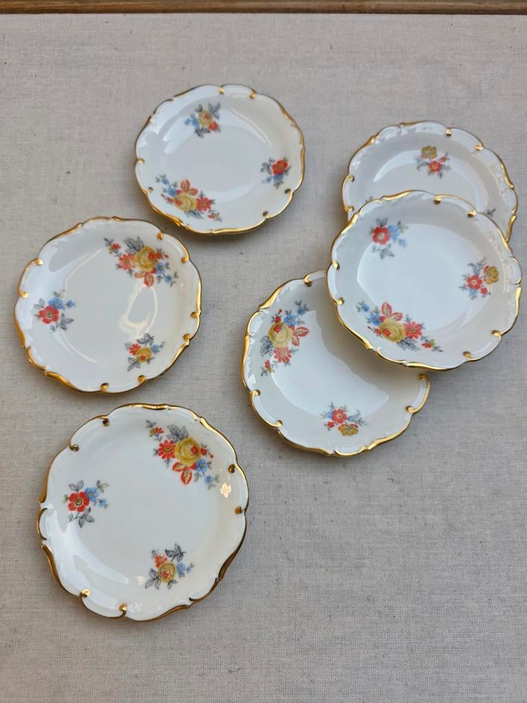 Bloemetjes petit four bordjes, Antiek en Kunst, Ophalen of Verzenden