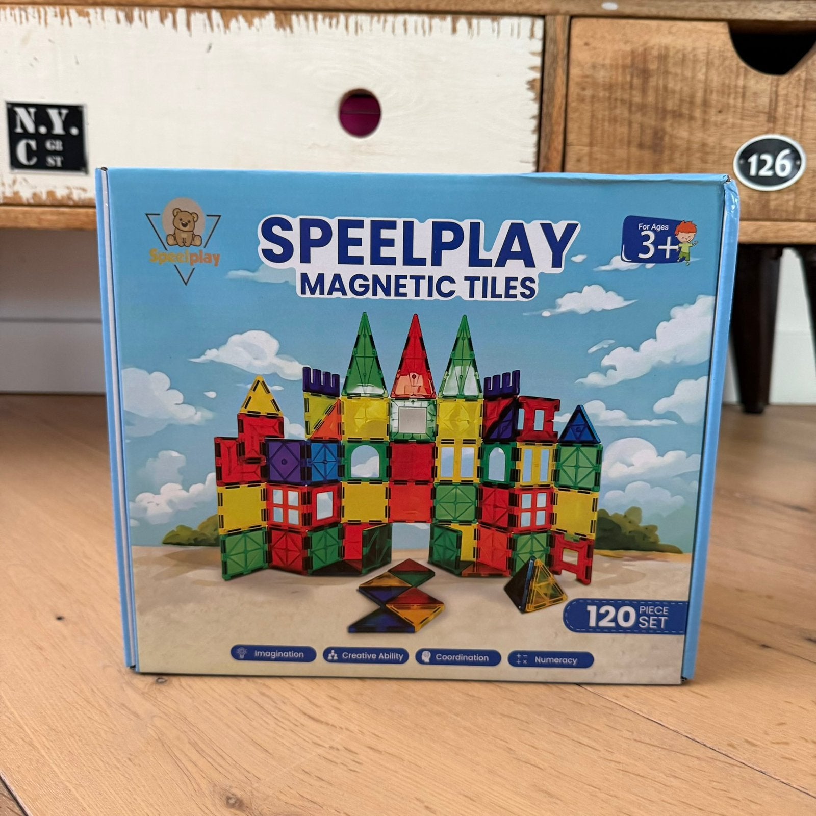 Magnetic Tiles bouwset 120 stuks + 2 auto’s – Nieuw