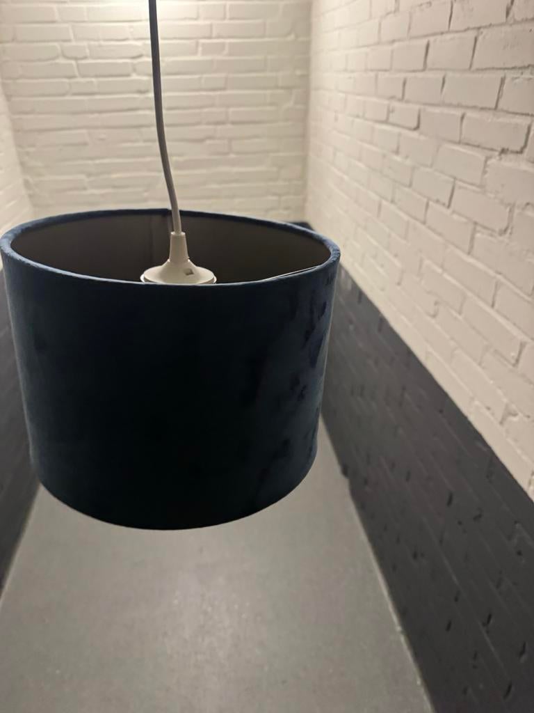Blauwe fluwelen hanglamp - Modern en sfeervol, Ophalen, Zo goed als nieuw, Stof, Minder dan 50 cm