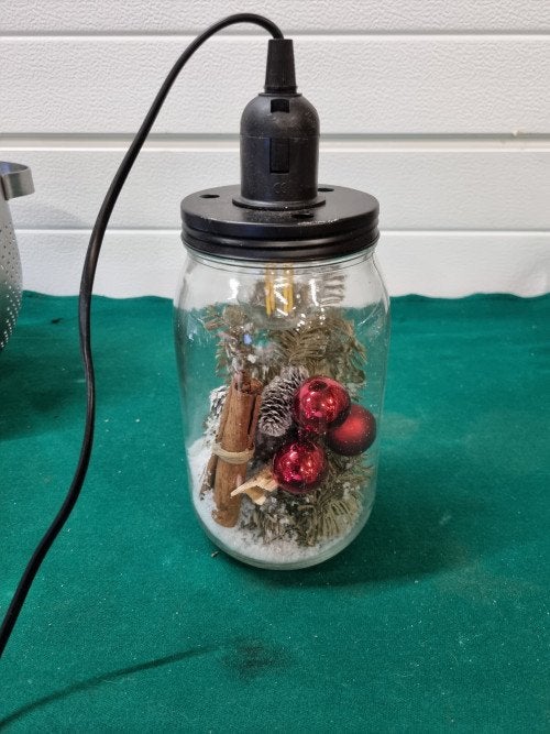 Lamp met kerststukje glas, Diversen, Kerst, Ophalen of Verzenden, 'T Olde Gre-j, Info@toldegrej.nl, Endepoelstraat 20f Didam