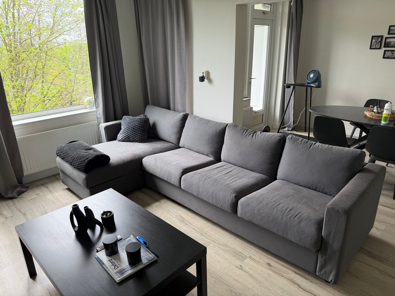 IKEA VIMLE 4-zitsbank met chaise longue, grijs, Huis en Inrichting, Ophalen of Verzenden, Zo goed als nieuw, Stof