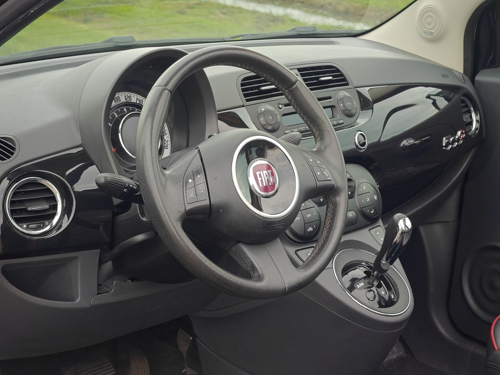 Fiat 500C 80pk Turbo Popstar | Automaat | Leder | Perfect on, Dealer onderhouden, Gebruikt, Cabriolet, Zwart