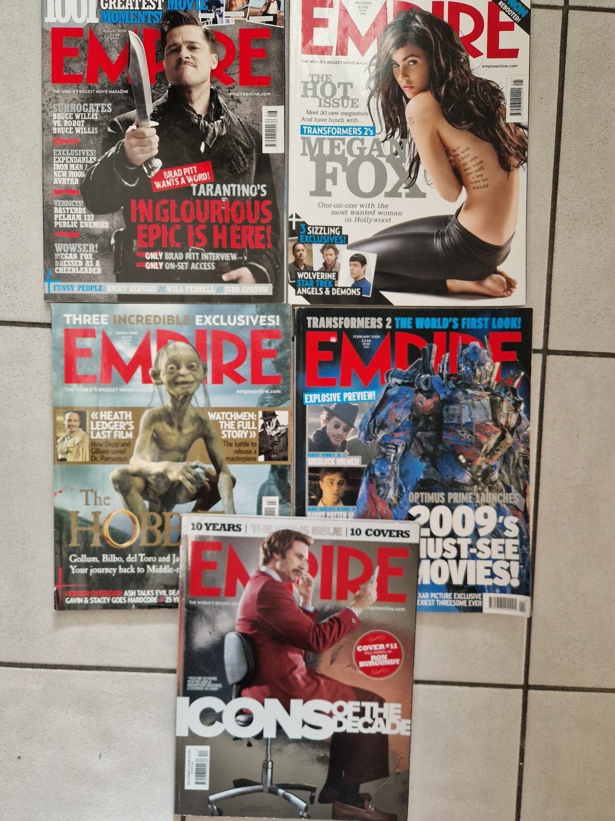 8 x 2009 empire movie magazine megan fox ron burgundy gollum, Ophalen of Verzenden, Muziek, Film of Tv