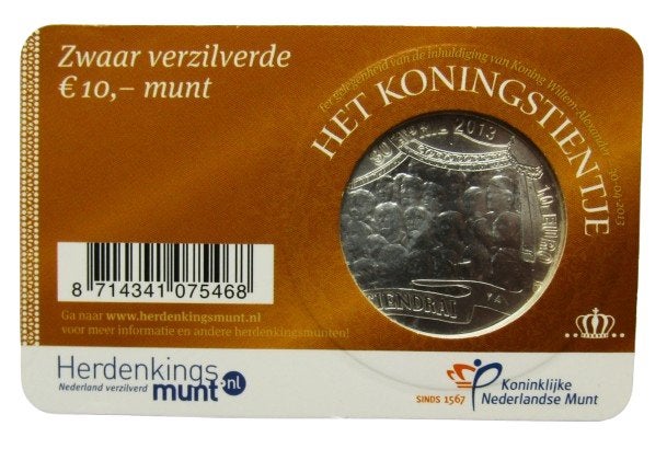 ** Zwaar verzilverde €10,- munt Het Koningstientje 2013 **, Postzegels en Munten, Ophalen of Verzenden, Koningin Beatrix, Euro's
