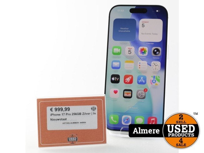 iPhone 17 Pro 256GB Zilver | Nieuwstaat, Apple, Zo goed als nieuw, Support@apple.com, One Apple Park Way
Cupertino, CA 95014
United States