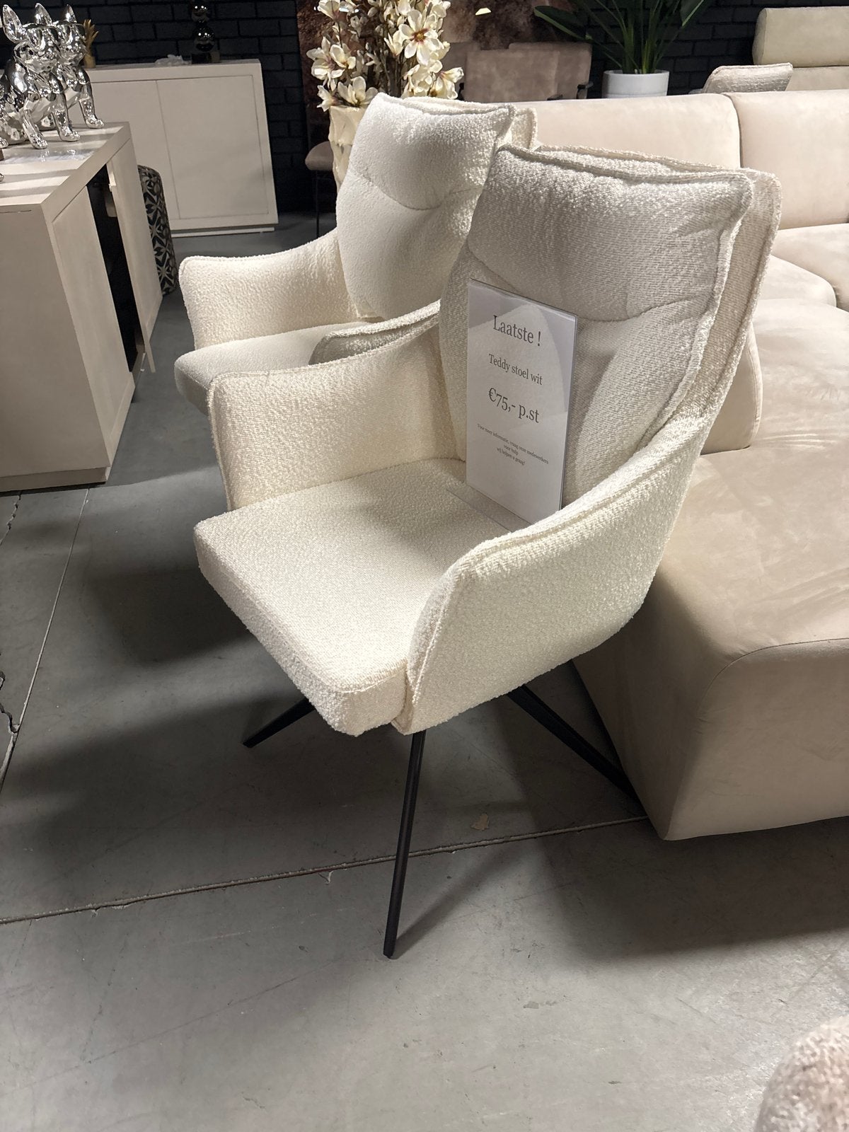 2x Witte Teddy Draaistoelen - Zo Goed als Nieuw, Huis en Inrichting, Stoelen, Ophalen, Twee, Wit, Zo goed als nieuw