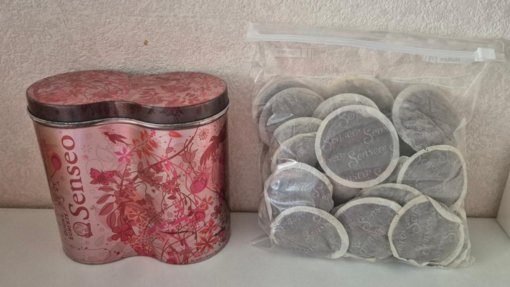Senseo 40 coffeepads & blik, Ophalen of Verzenden