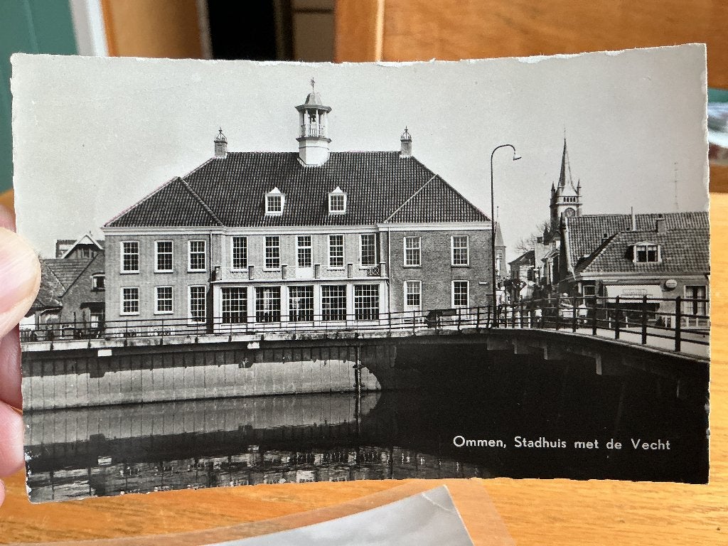Ommen stadhuis met de vecht 1959, Verzamelen, Verzenden, 1940 tot 1960, Gelopen, Overijssel