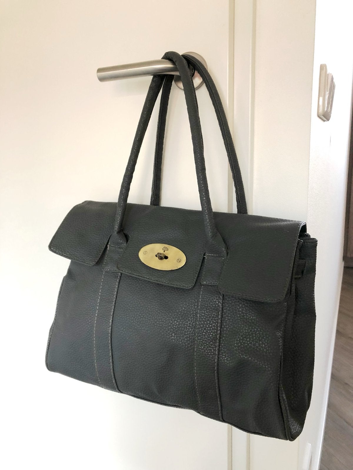 Bayswater stijl tas - Grijs leder look, Ophalen of Verzenden, Gebruikt, Grijs, Handtas