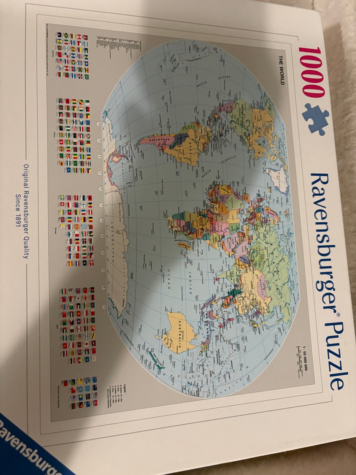 Ravensburger Legpuzzel De Wereld 1000 stukjes, Hobby en Vrije tijd, Ophalen, 500 t/m 1500 stukjes, Zo goed als nieuw, Legpuzzel