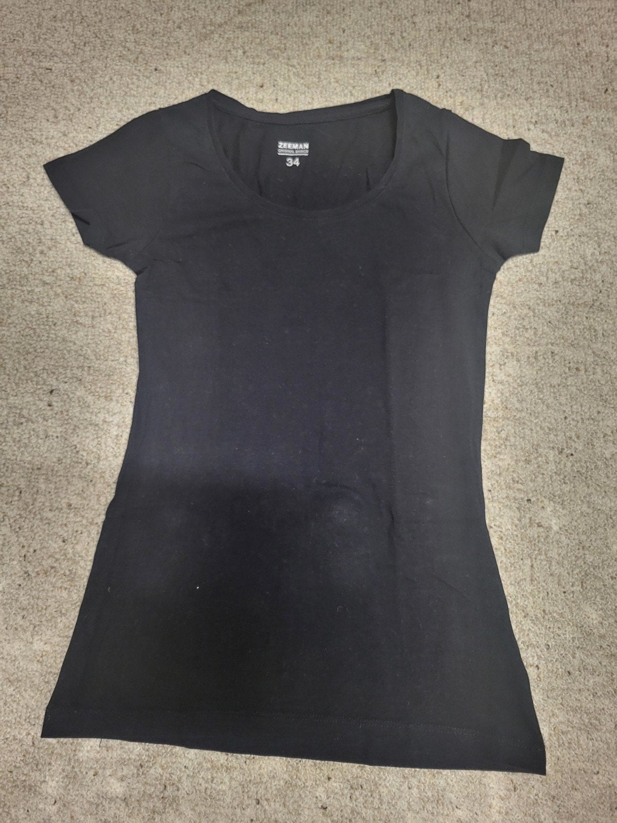 Zwart T-shirt met korte mouwen - Zeeman - Maat 34, Zeeman, Zwart, Ophalen of Verzenden, Korte mouw