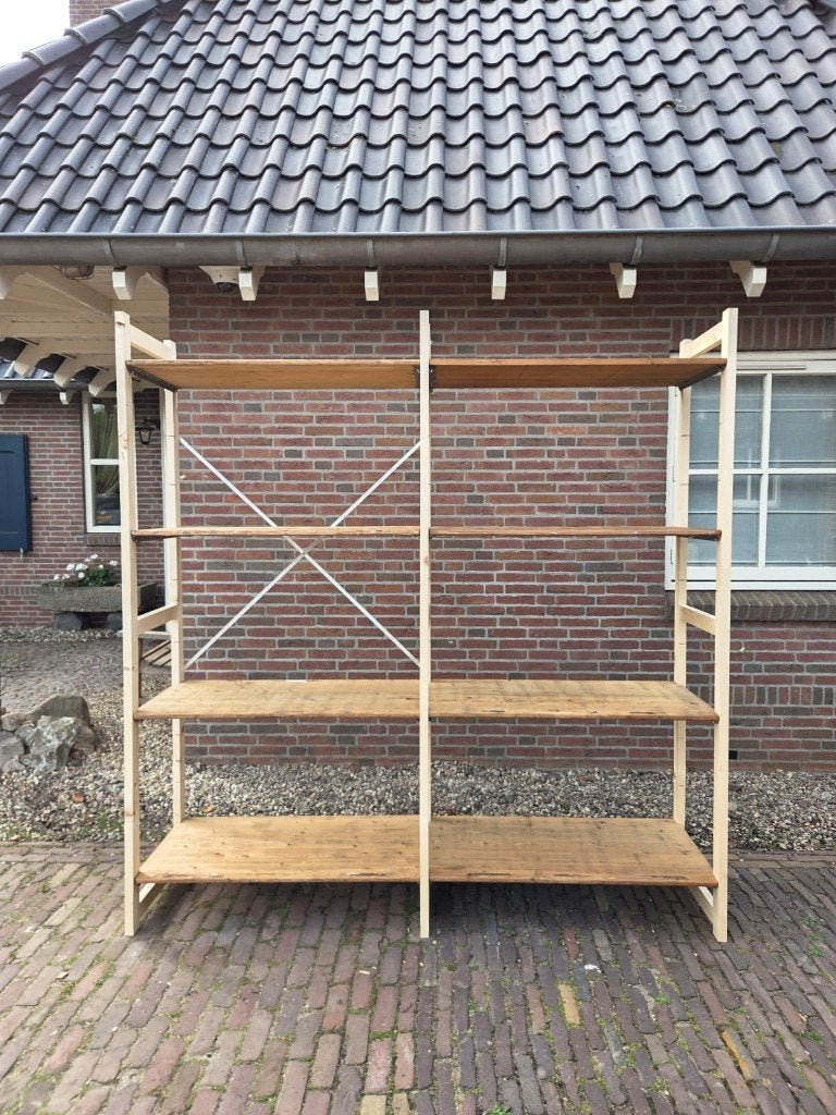 Houten stelling legbordstelling magazijnstelling 50cm diep, Ophalen, Gebruikt