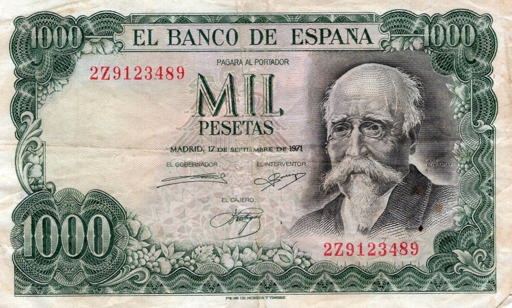 Bankbiljet:  Spanje 1000 pesetas, 17/9-1971, Postzegels en Munten, Bankbiljetten | Europa | Niet-Eurobiljetten, Verzenden, Overige landen