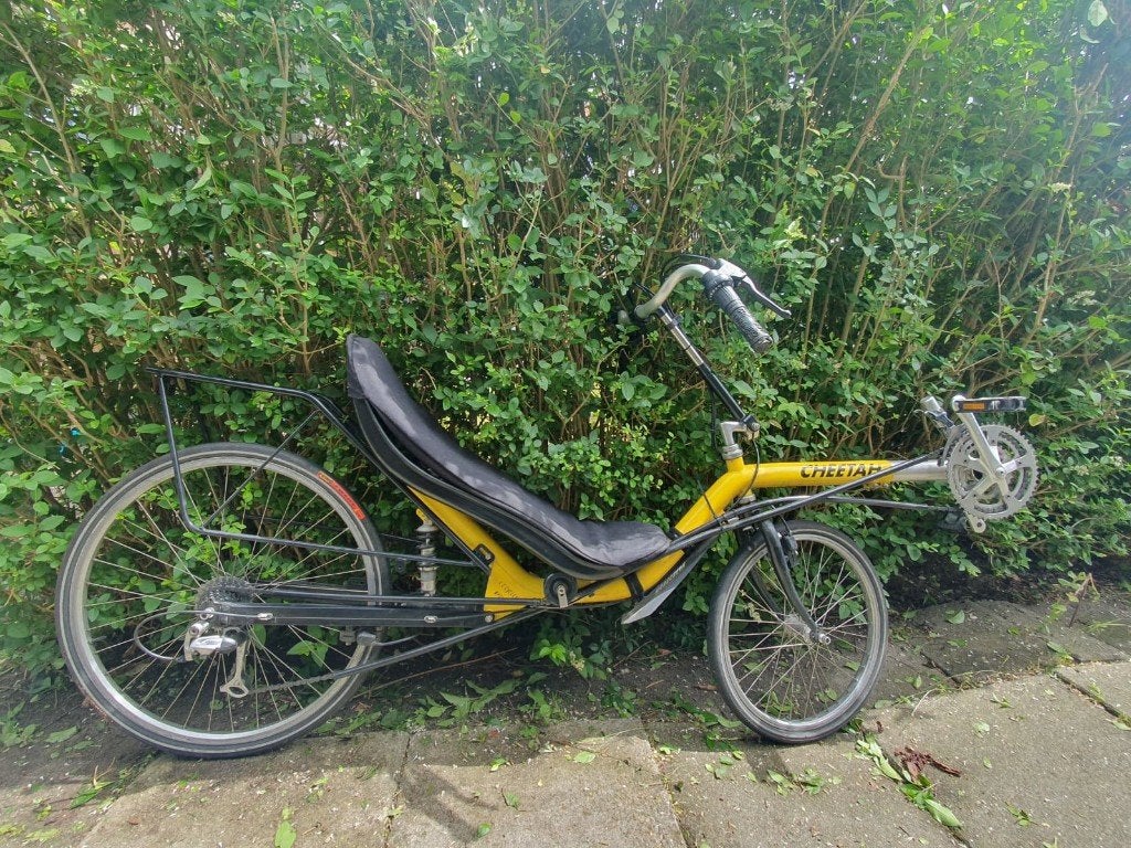 Optima Cheeta ligfiets, Fietsen en Brommers, Fietsen | Ligfietsen, Gebruikt, Velgrem, Bovenstuur, Ophalen
