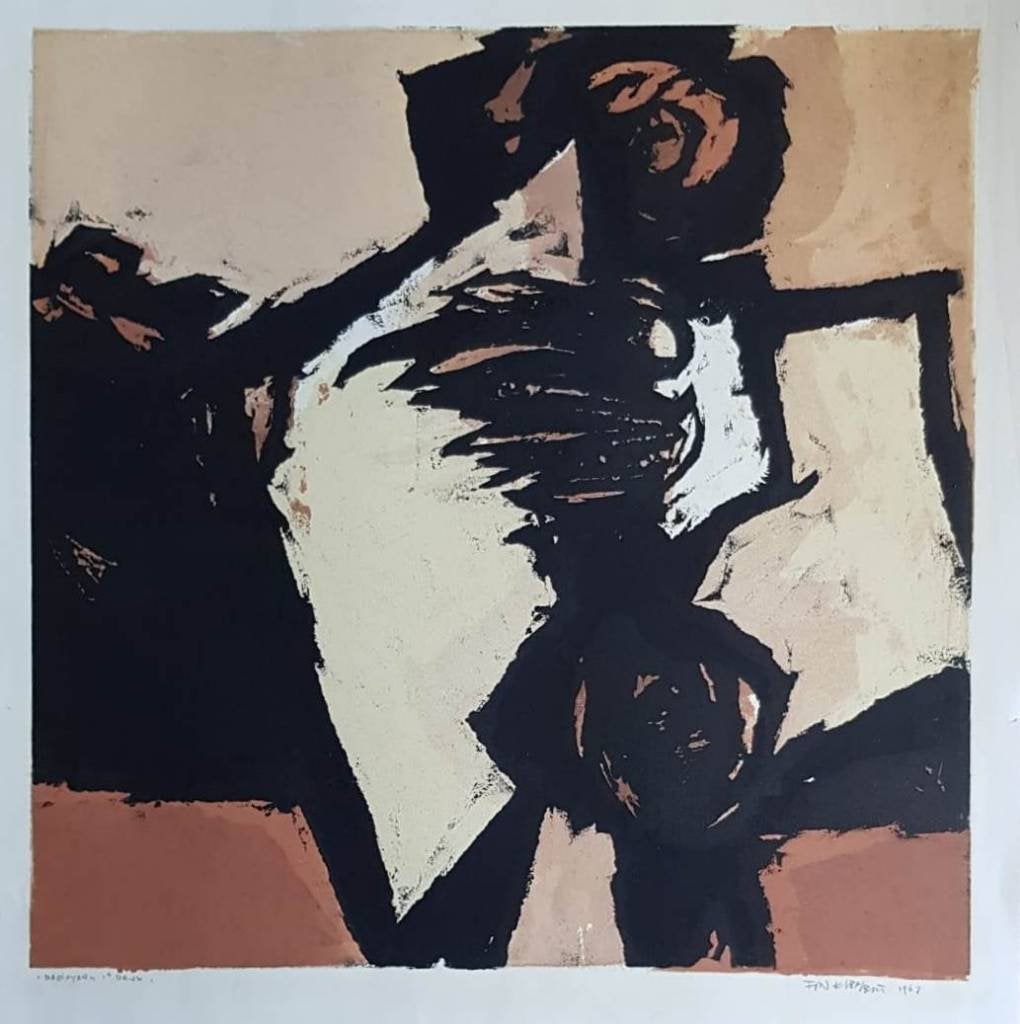 Fon Klement (1930) Boardsnede" Deployed " Ges Gen Ged Titel", Antiek en Kunst, Kunst | Litho's en Zeefdrukken, Abstract, Gesigneerd