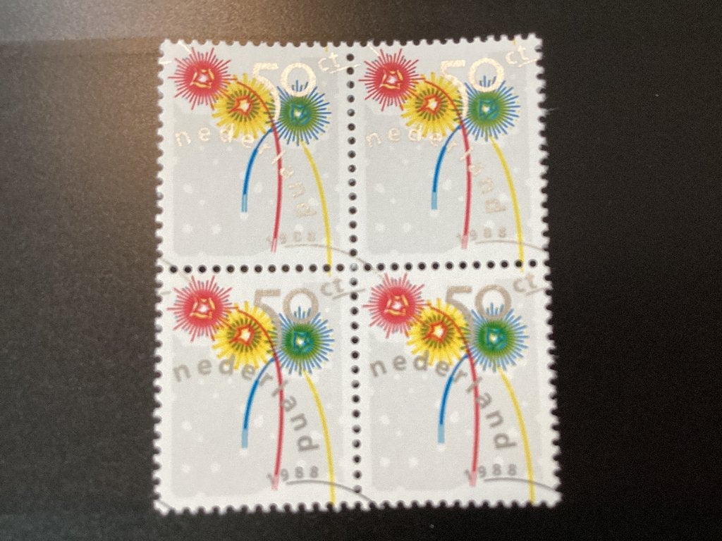 1988, decemberzegels 1419/ blok van 4, Verzenden, Na 1940, Postfris