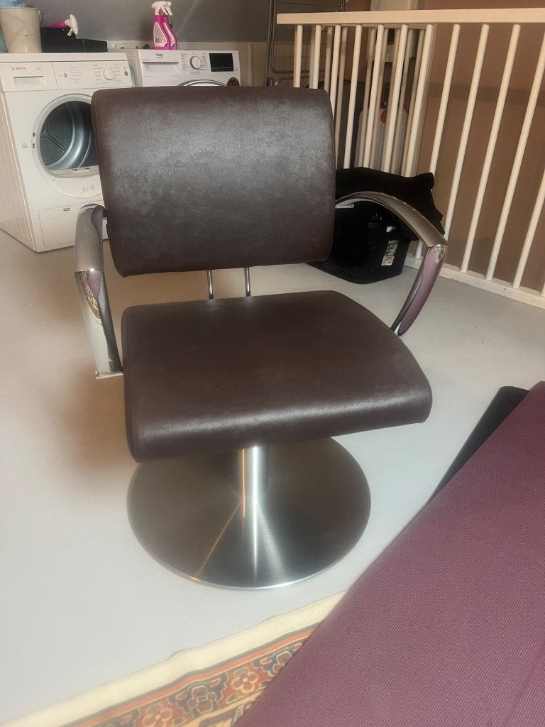 Kappersstoel, Zwart, Zo goed als nieuw, Eén, Leer