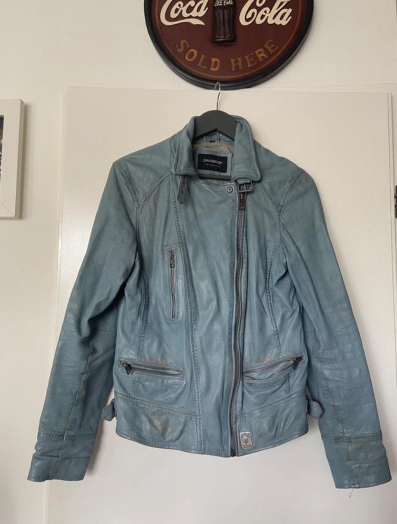 Oakwood leren jas, Ophalen of Verzenden, Gedragen, Maat 38/40 (M), Blauw