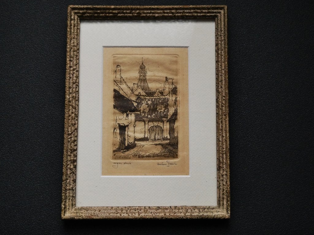 Anton Pieck originele ets Straatje Zalt-Bommel Zaltbommel, Antiek en Kunst, Kunst | Etsen en Gravures, Ophalen of Verzenden