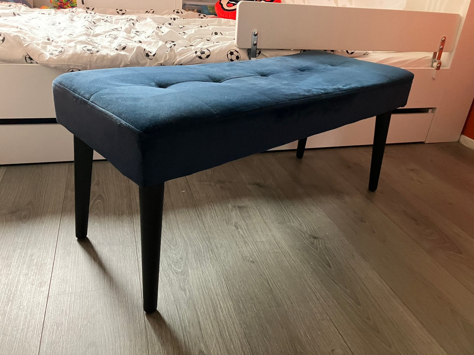 Bankje Gaby - fluweel - donkerblauw - 45x95x38 cm, Ophalen, Minder dan 50 cm, 125 cm of meer, Zo goed als nieuw