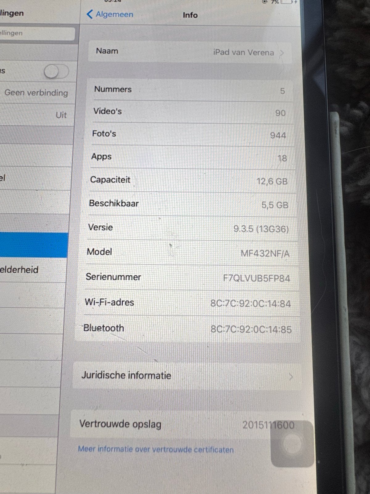 iPad mini 1 - 16 GB - Werkt goed (homeknop defect), Computers en Software, Apple iPads, Gebruikt, Wit, Ophalen of Verzenden, 7 inch of minder