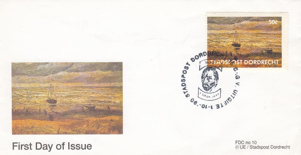 Nederland- 1990- Stadspost Dordrecht- Van Gogh Jaar FDC 10, Postzegels en Munten, Postzegels | Eerstedagenveloppen, Verzenden