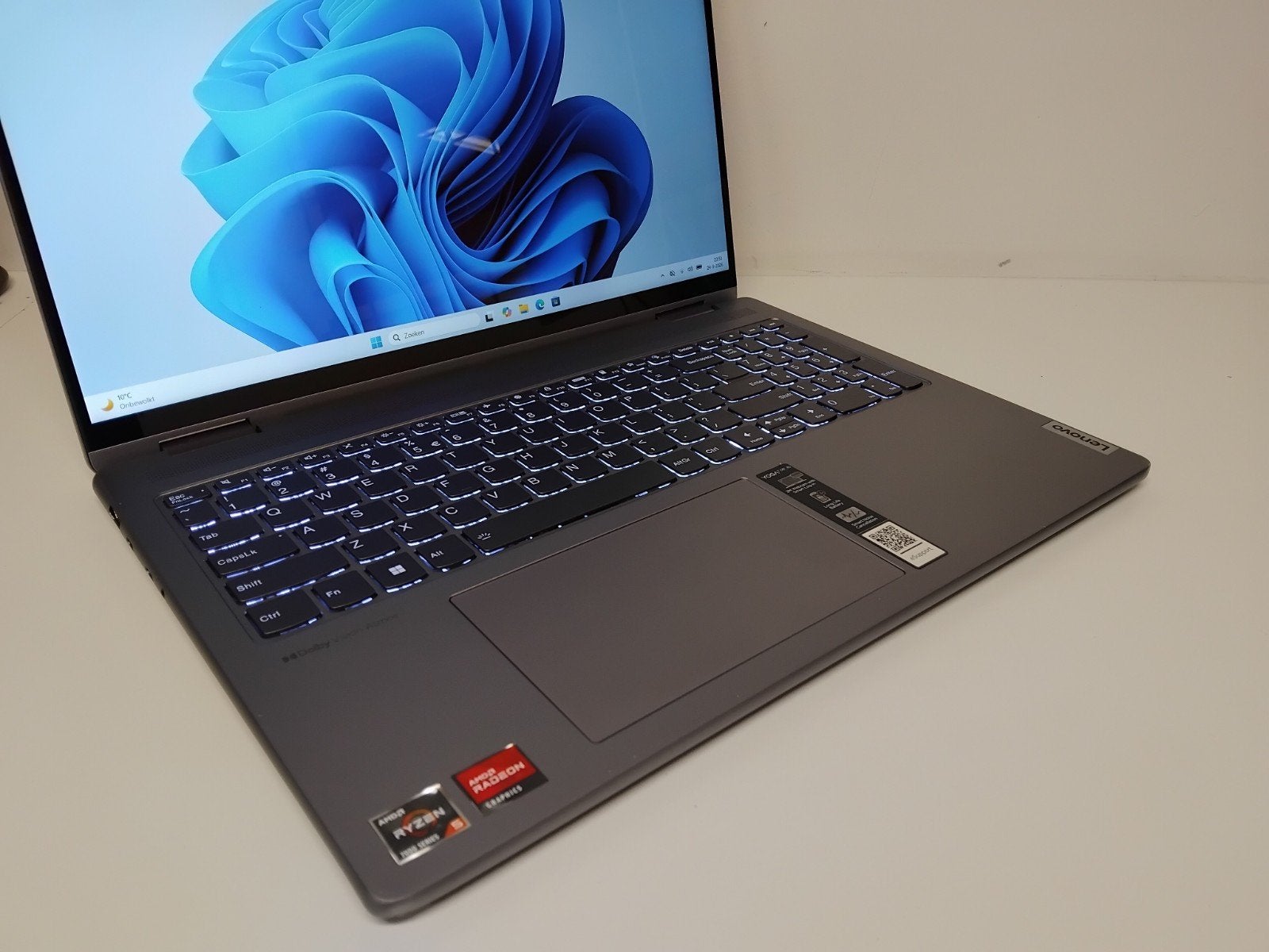 Lenovo Yoga 7 16ARP8 16 inch 2-in-1 Touchscreen 16GB 512GB, Gebruikt, 2 tot 3 Ghz, Qwerty, AMD Ryzen 5 7535U 6 Cores