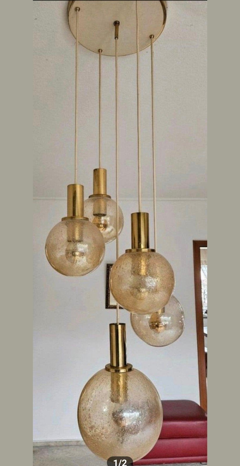 Prachtige vintage Glashutte Limburg Cascade bollen lamp, Ophalen, Gebruikt, Glas