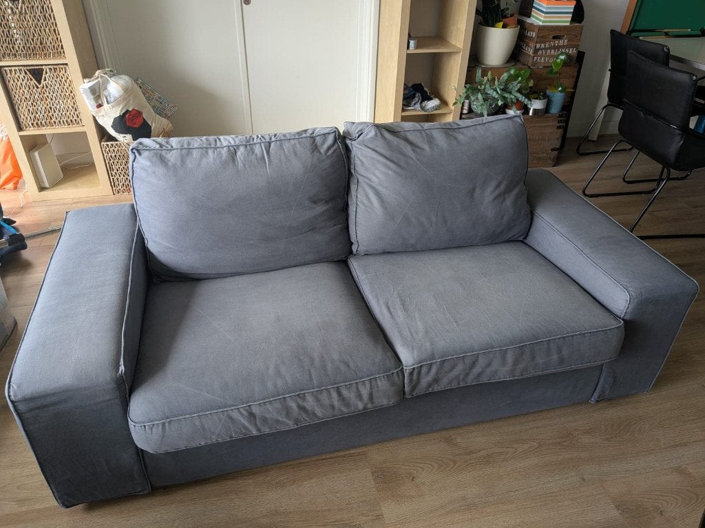 Comfy Kivik 2-zits bank (grijs/blauw), Gebruikt, 150 tot 200 cm, Tweepersoons, 75 tot 100 cm