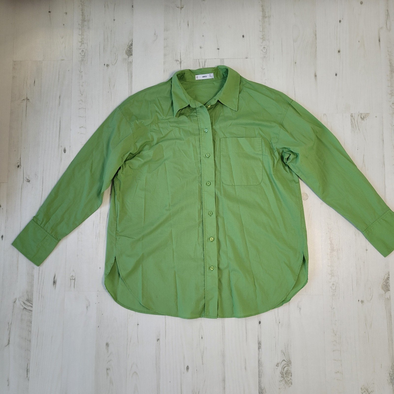 Mango dames overhemd blouse S lange mouwen limoen groen, Mango, Ophalen of Verzenden, Zo goed als nieuw, Maat 36 (S)