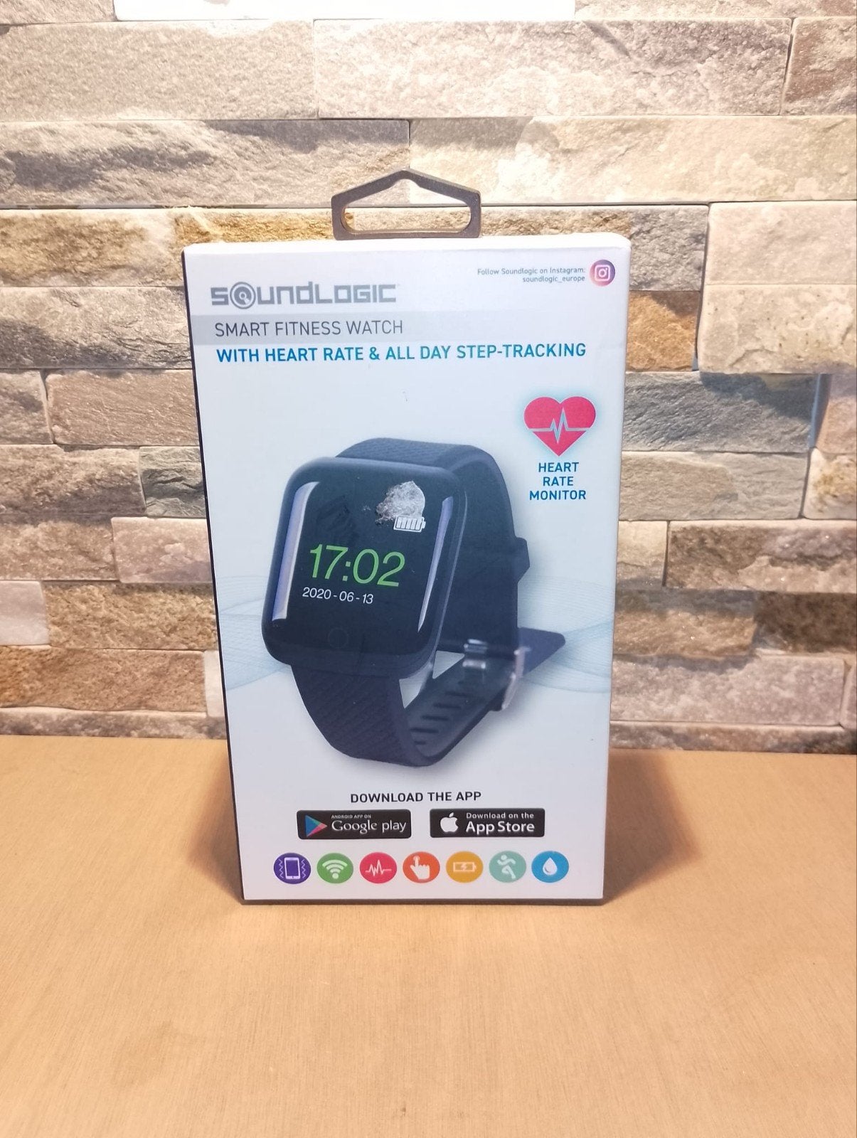 Soundlogic Smart Fitness Watch met Hartslag & Stappenteller, Ophalen, Hartslag, Zwart, Soundlogic