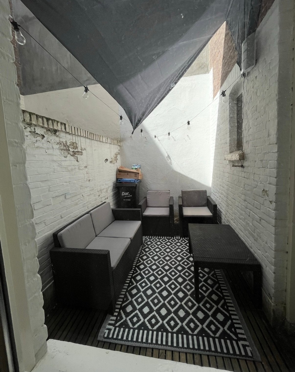 Loungeset met tafel, Ophalen, 5 zitplaatsen, Kunststof, Gebruikt