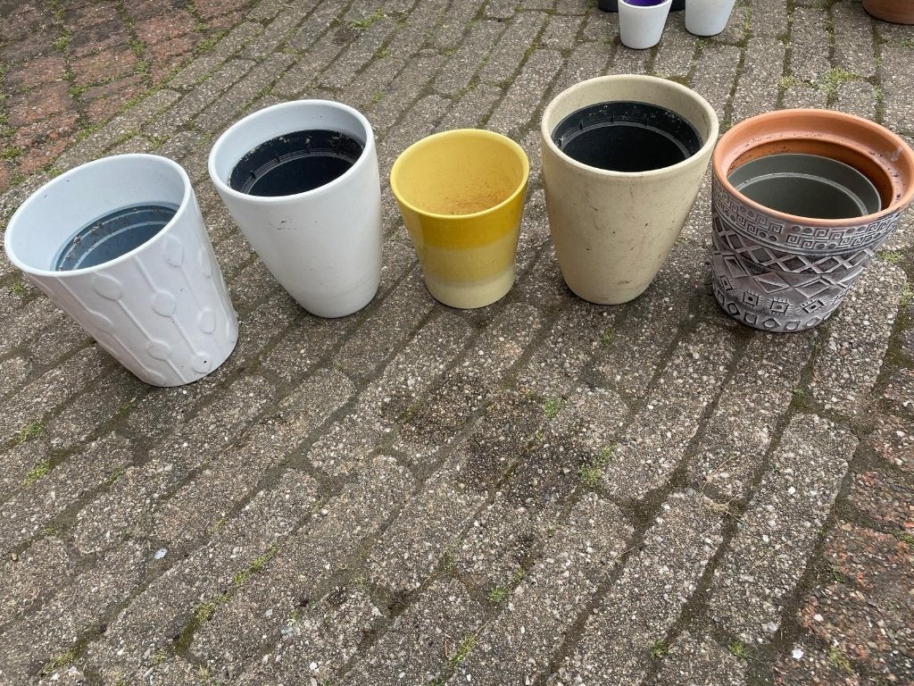 Div. Bloempotten incl binnenpot - per stuk, Tuin en Terras, Ophalen, Rond, Aardewerk, Minder dan 40 cm