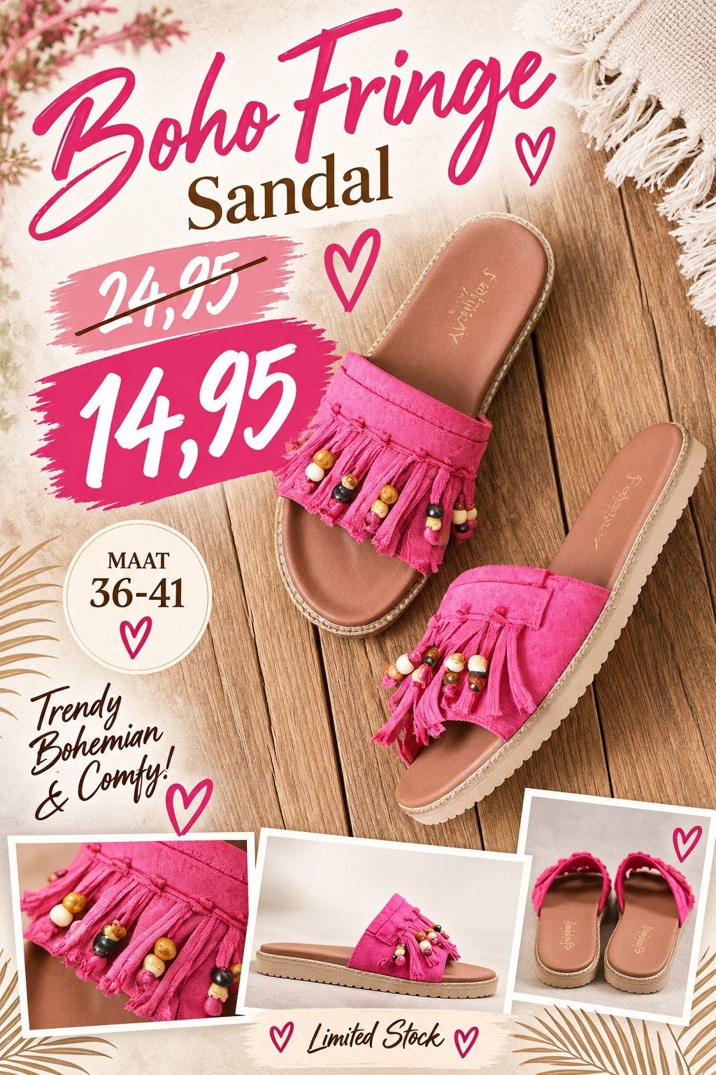 Boho Fringe Sandal, ., Nieuw, Ophalen of Verzenden, .
