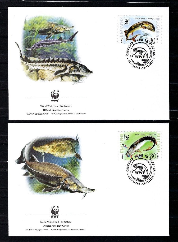 WWF Bulgarije 4x FDC Mi. 4678/4681 (Vissen), Ophalen of Verzenden, Dier of Natuur