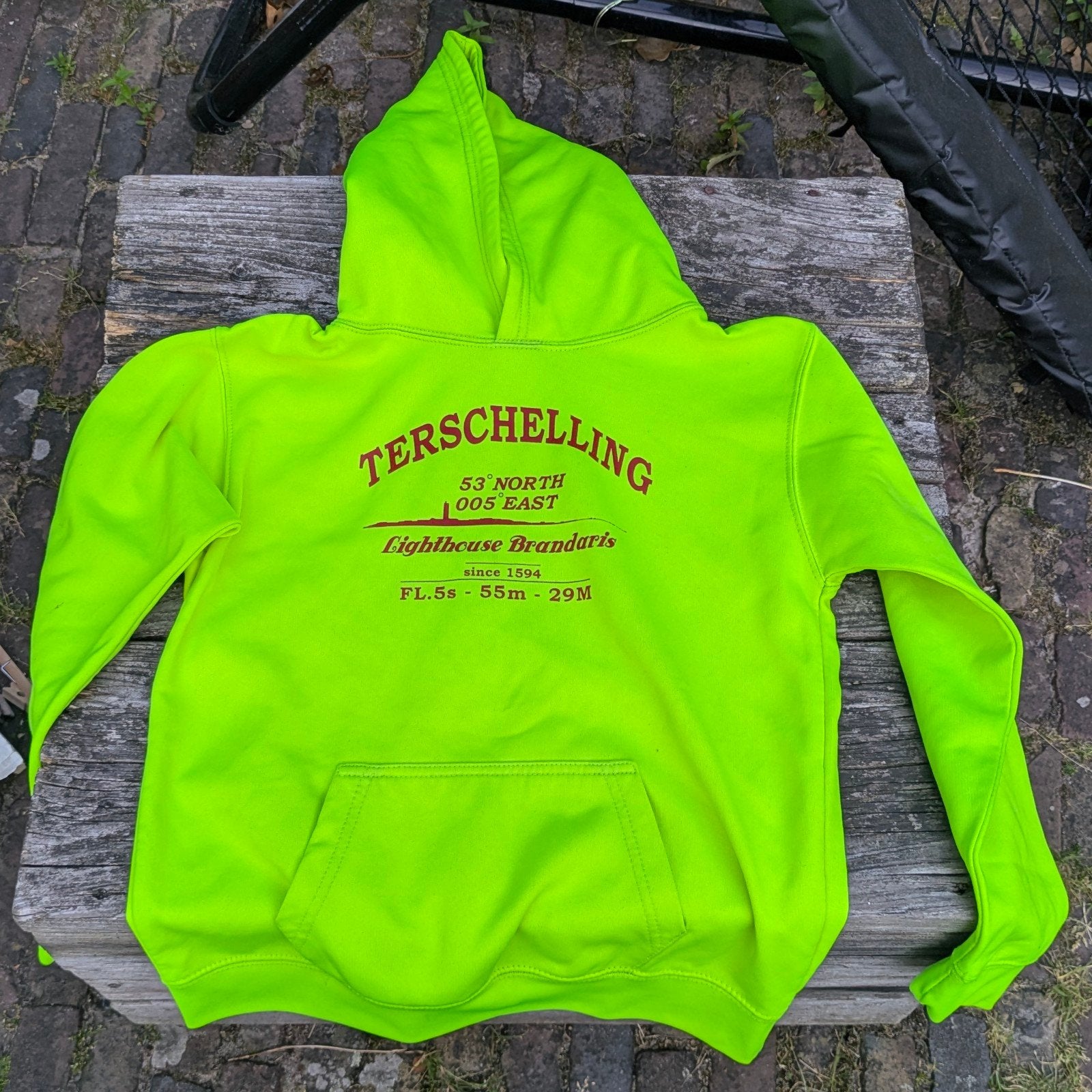 Neon Groene Terschelling Hoodie - Maat XL (12/13 jaar), Ophalen of Verzenden, Gebruikt, Onbekend, Jongen of Meisje