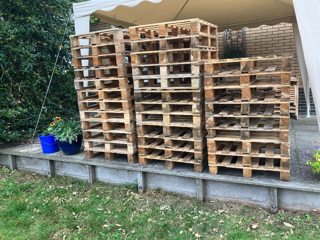 Gratis ophalen 30 pallets afmeting 74x74 cm, Doe-het-zelf en Verbouw, Hout en Planken, Ophalen, Minder dan 25 mm, Zo goed als nieuw
