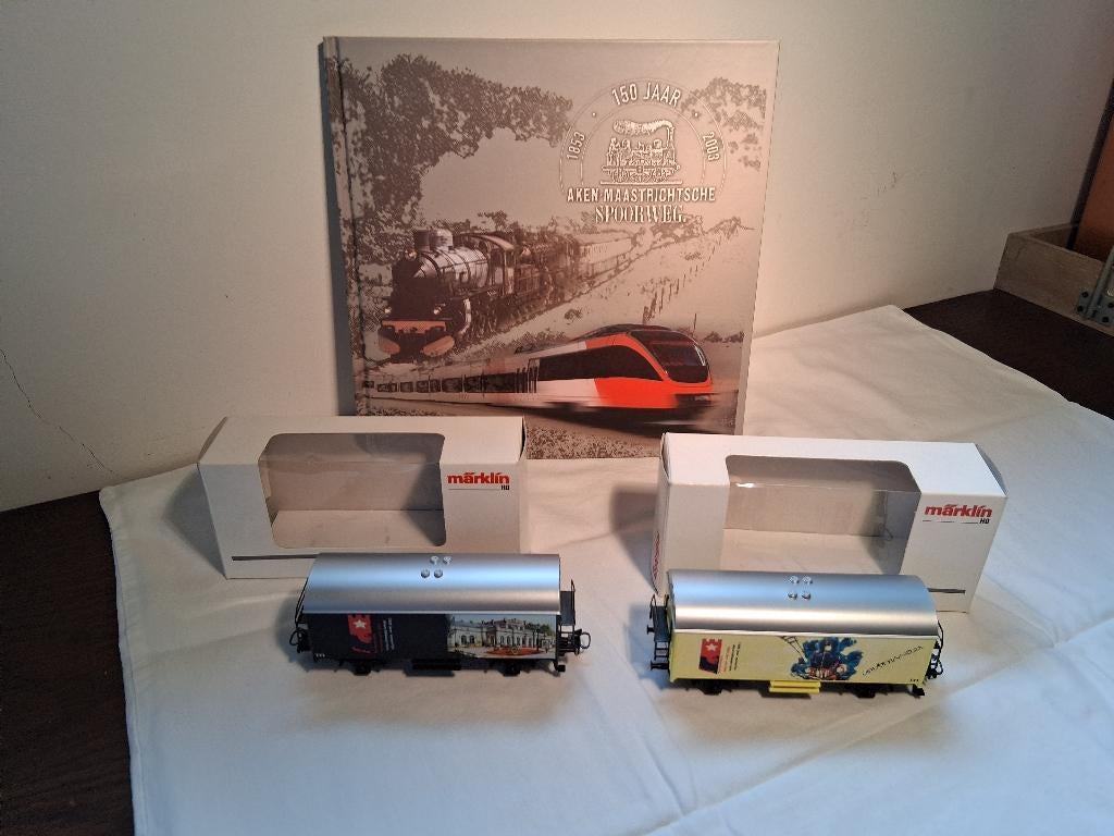 Märklin koelwagons h0 met boek 150 jaar Aken Maastricht, Hobby en Vrije tijd, Modeltreinen | H0, Wisselstroom, Verzenden, Wagon