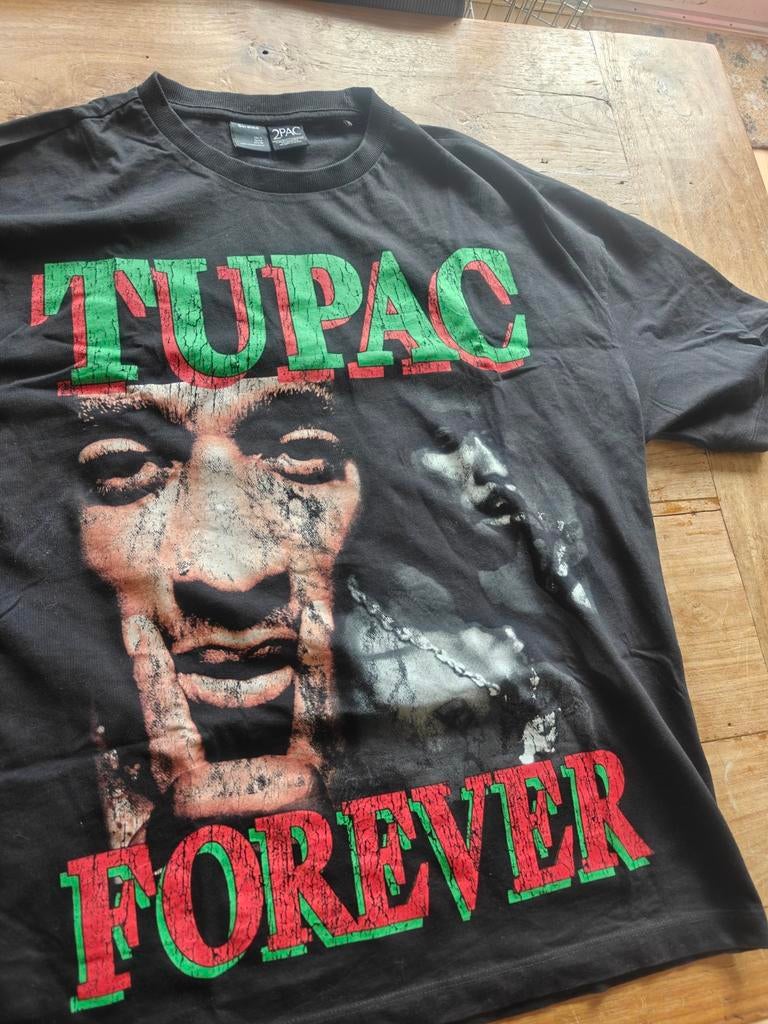 Tupac T-shirt Maat M - Zwart met print, Maat 48/50 (M), Zwart, Ophalen of Verzenden, Bershka