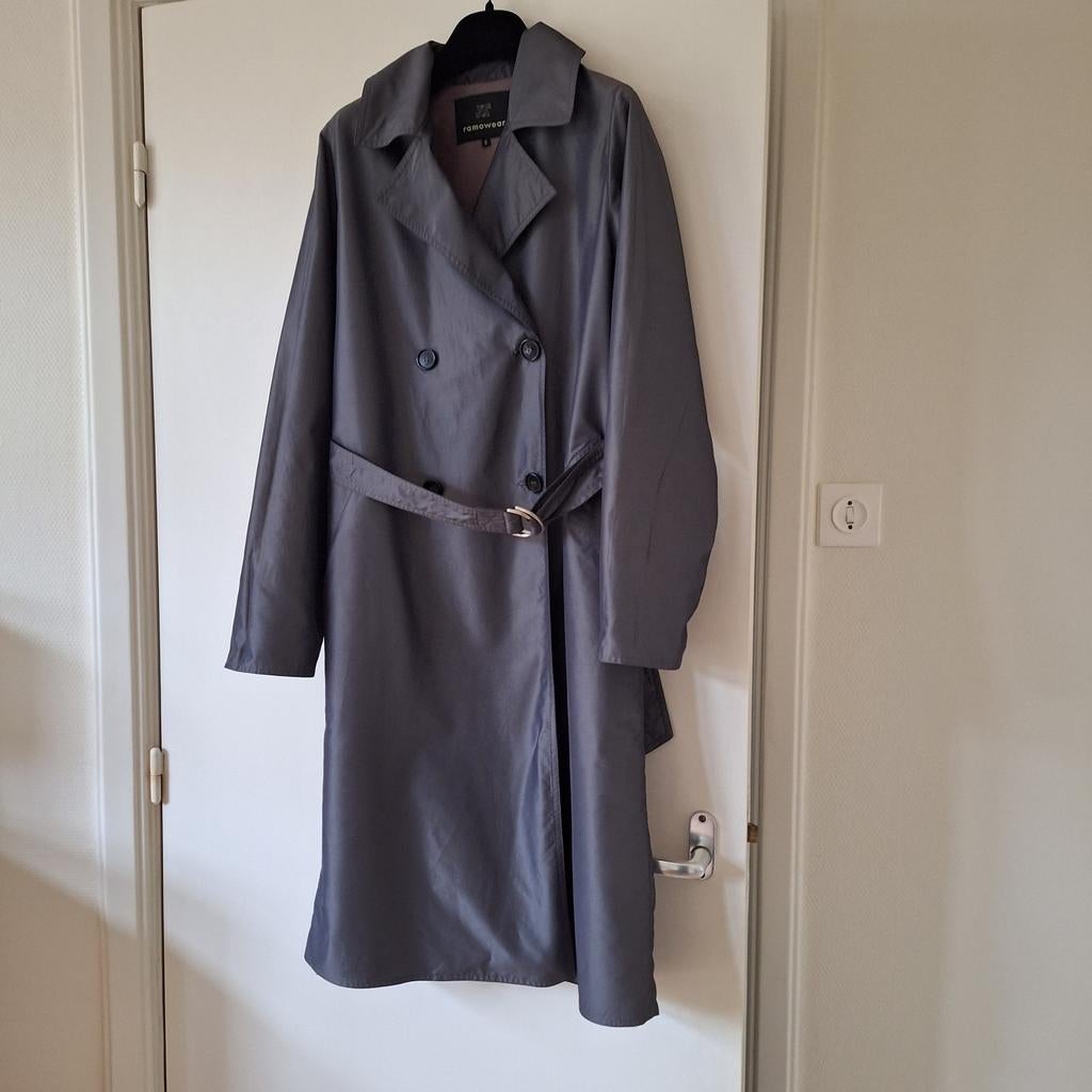 Trenchcoat  Ramosport grijs lang, Kleding | Dames, Ophalen of Verzenden, Zo goed als nieuw, Maat 36 (S), Ramosport
