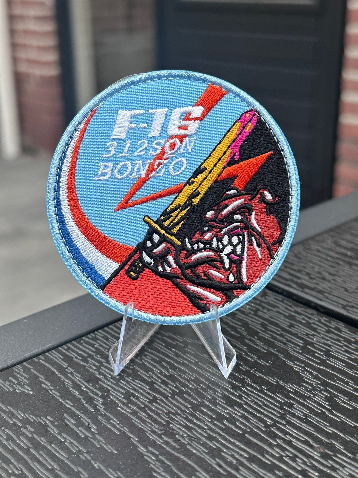F-16 312 Squadron Bonzo Patch Koninklijke Luchtmacht, Ophalen of Verzenden, Luchtmacht, Nederland, Embleem of Badge