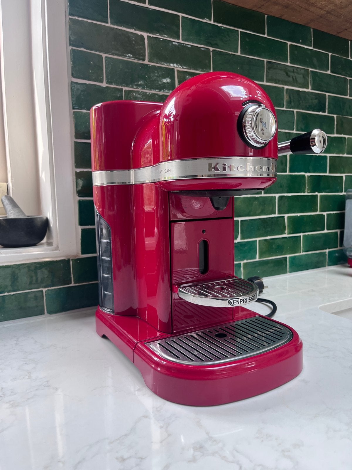 KitchenAid Nespresso Koffiemachine keizerrood, Ophalen, Gebruikt, Espresso apparaat, 1 kopje