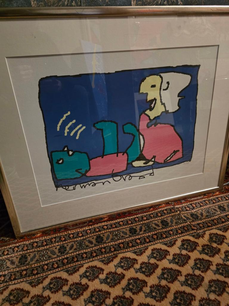 Herman Brood zeefdruk in lijst  groot, Ophalen of Verzenden