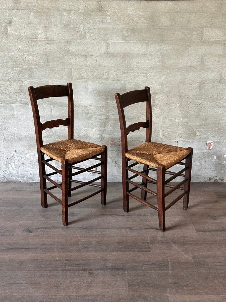 2 oude stoelen - rieten zitting / prijs per stuk, Huis en Inrichting, Gebruikt, Twee, Bruin, Authentiek
