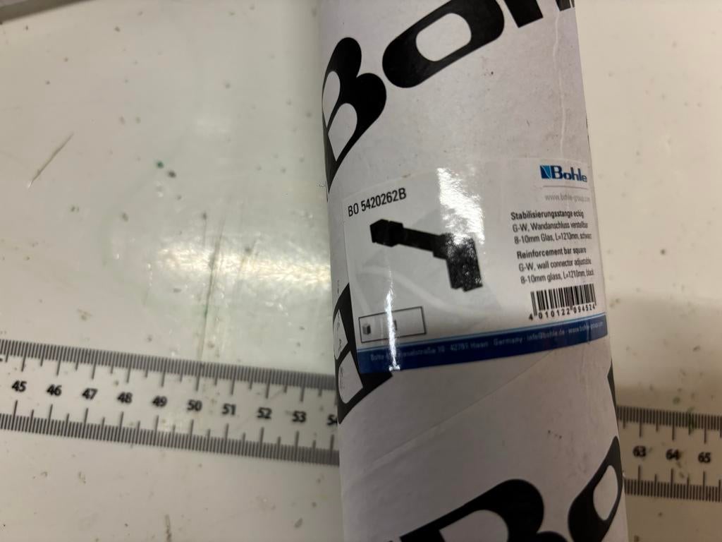 Bohle Douche Wand Stabilisatiestang Hoekig Zwart 1210mm, Minder dan 50 cm, 100 tot 150 cm, Overige typen, Nieuw