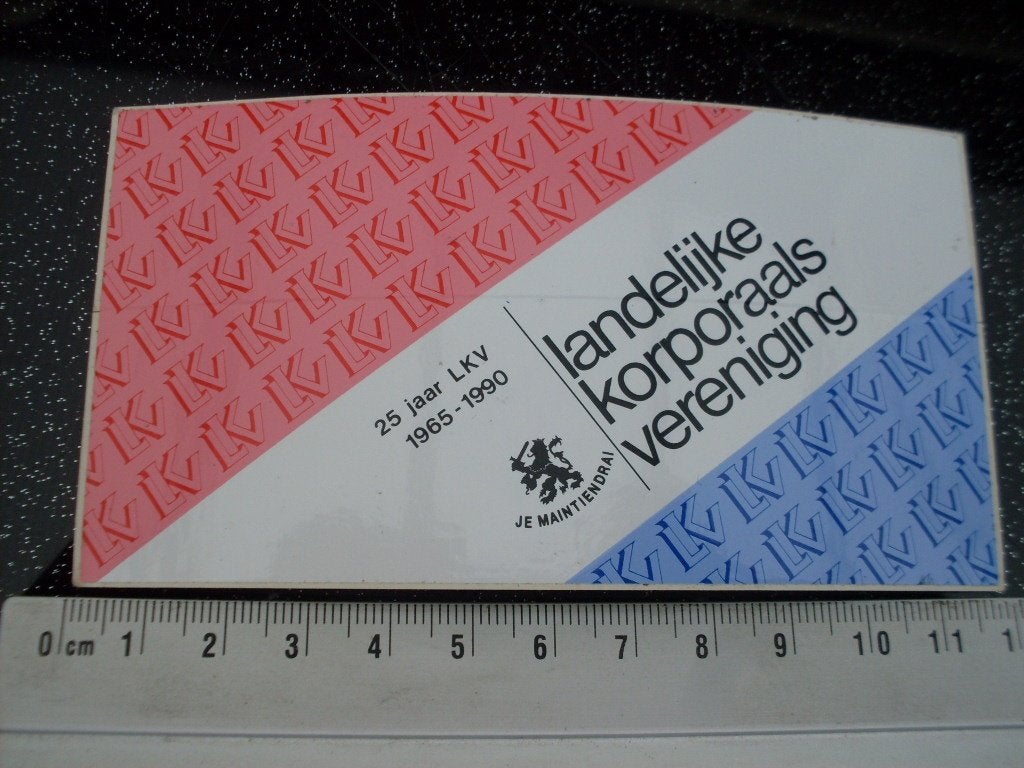 sticker landelijke korporaals vereniging LKV 1990 logo leger, Verzenden, Zo goed als nieuw, Bedrijf of Vereniging