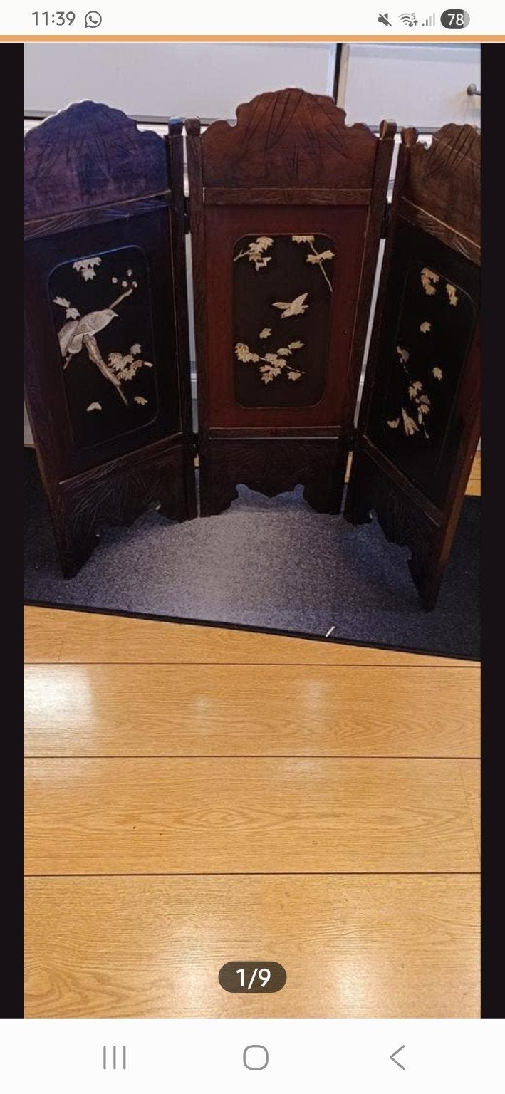 Antiek Chinees kamerscherm met vogeldecoratie, Ophalen
